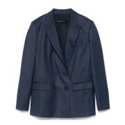 Navy Blauw Dubbelborstig Jasje Federica Tosi , Blue , Dames