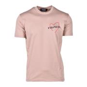 Katoenen T-shirt Dsquared2 , Pink , Heren