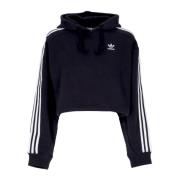 Zwarte korte hoodie met trekkoord Adidas , Black , Dames