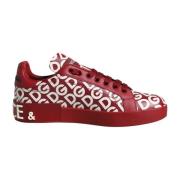 Logo Print Lage Sneakers Dolce & Gabbana , Red , Dames