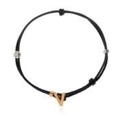 Leren ketting met applicaties Versace , Black , Heren