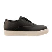 Leren Sneakers met Reliëf Detail Emporio Armani , Black , Heren