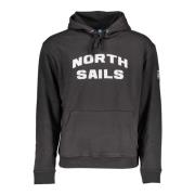 Zwarte hoodie met centrale zak en print North Sails , Black , Heren