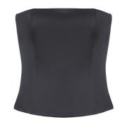 Zwarte Satijnen Top met Ritssluiting Emporio Armani , Black , Dames