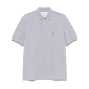 Grijze Katoenen Polo met Heraldiek Logo Brunello Cucinelli , Gray , He...