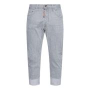 Lichtgrijze Biker Crop Jeans Dsquared2 , Gray , Heren