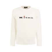 Katoenen crewneck sweatshirt met logo Kiton , White , Heren