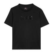 Glitter Logo T-shirt van biologisch katoen Luisa Cerano , Black , Dame...