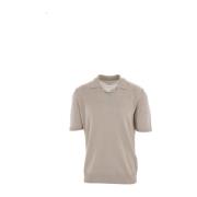 Beige Linnen Polo Shirt Korte Mouw Eleventy , Beige , Heren