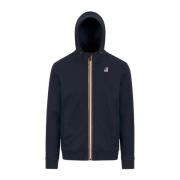 Blauwe Sportieve Hoodie met Ritssluiting Zakken K-Way , Blue , Heren