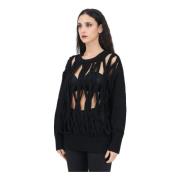 Zwarte Crew Neck Sweater Patrizia Pepe , Black , Dames