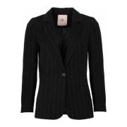 Lurex Pinstripe Single Breasted Blazer Freebird , Black , Dames