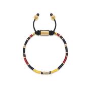 Men`s Beaded Bracelet with Black, Yellow and Red Mini Disc Beads Niala...