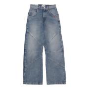 Hoge taille wijde pijp denim jeans Amish , Blue , Dames