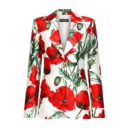 Witte klaproos-print double-breasted blazer Dolce & Gabbana , White , ...