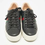 Pre-owned Leather sneakers Gucci Vintage , Black , Dames