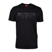 Katoenen Casual T-shirt Diesel , Black , Heren