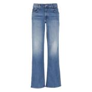 Blauwe Katoenen Jeans met Riemlussen Mother , Blue , Dames