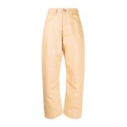 Elegante Beige Katoen Linnen Broek Jil Sander , Beige , Dames