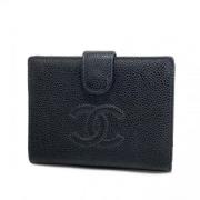 Pre-owned Leather wallets Chanel Vintage , Black , Dames