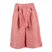 Linnen Bermuda Shorts Peserico , Pink , Dames