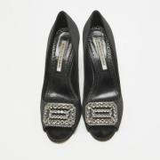 Pre-owned Satin heels Manolo Blahnik Pre-owned , Black , Dames