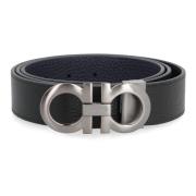 Omkeerbare leren riem met Gancini gesp Salvatore Ferragamo , Black , H...