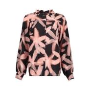 Zwart & Roze Print Blouse Geisha , Multicolor , Dames