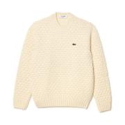 Beige Sweater Klassiek Ontwerp Geborduurde Krokodil Lacoste , Beige , ...