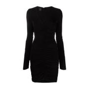 Zwarte V-hals Gedrapeerde Jurk Pinko , Black , Dames