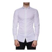 Witte Katoenen Overhemd Slim Fit Dolce & Gabbana , White , Heren