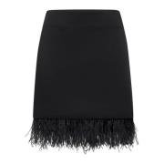 Zwarte Satijnen Minirok met Veren Brunello Cucinelli , Black , Dames