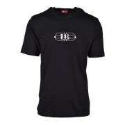 Katoenen T-shirt Diesel , Black , Heren