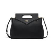 Zachte Diamond getextureerde leren tas MCM , Black , Dames