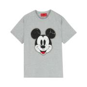 Mickey Mouse Print T-shirt Aniye By , Gray , Dames