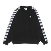 Zwarte Oversize Crewneck Sweatshirt met 3 Strepen Adidas , Black , Dam...