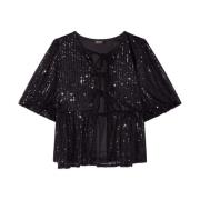 Silva Top Korte Mouw Stijlvol Shirt Refined Department , Black , Dames