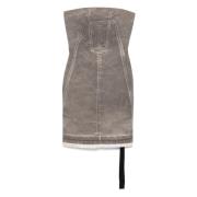 Grijze Strapless Jurk met Zichtbare Rits Rick Owens , Gray , Dames