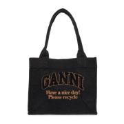 Denim Shopper Tote Tas Ganni , Blue , Dames