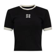 Geribbelde top met geborduurd logo Amiri , Black , Dames