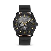 Zwarte Leren Quartz Analoog Horloge Police , Black , Heren