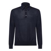 Zwarte Wollen Poloshirt Knoopsluiting Ermenegildo Zegna , Black , Here...