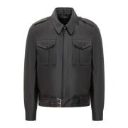 Wollen Battle Jacket voor mannen Tom Ford , Black , Heren