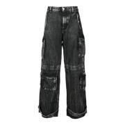 Katoenen Denim Broek Icon Denim , Black , Dames