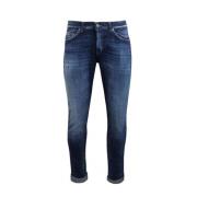 Blauwe Skinny Fit Stretch Denim Jeans Dondup , Blue , Heren