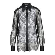 Zijde Blend Viscose Shirt Dolce & Gabbana , Black , Dames