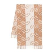 Bruine Sjaal met Franjes en Logo Twinset , Brown , Dames