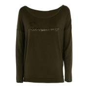 Zachte longsleeve T-shirt met heldere tekst Fracomina , Green , Dames