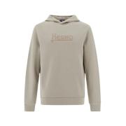 Hoodie van katoen met flocklogo Herno , Beige , Heren