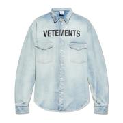 Logo shirt Vetements , Blue , Heren